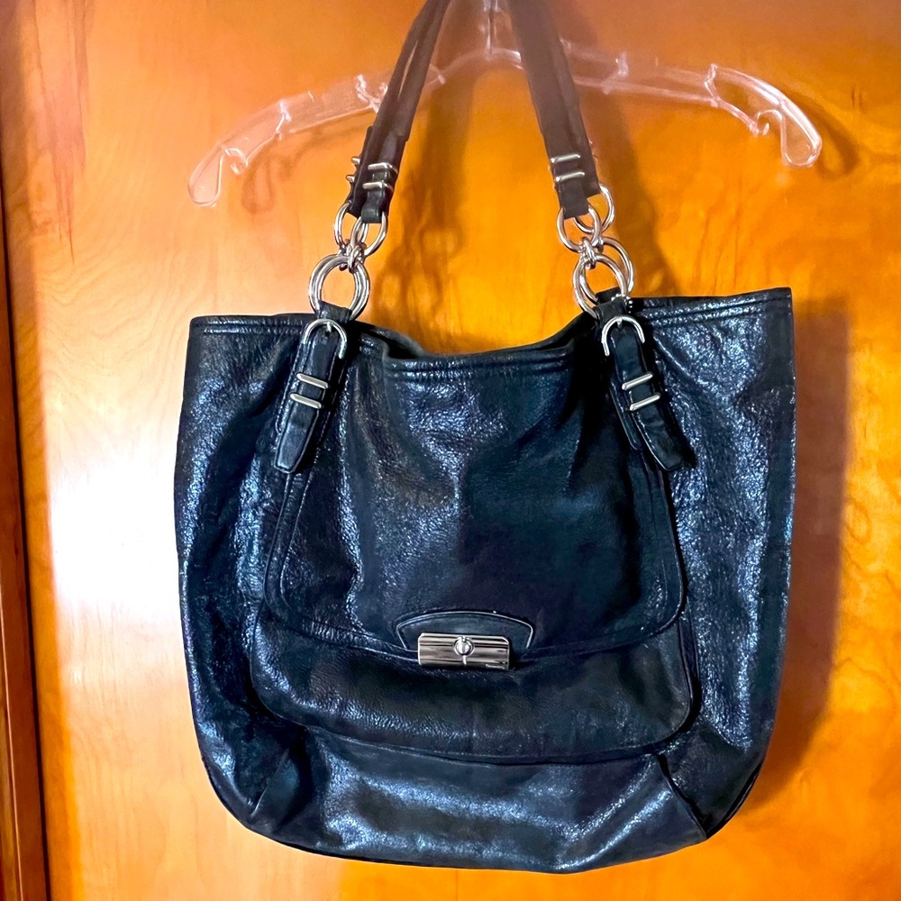 Gorgeous Coach Black Glitter Leather Tote Bag